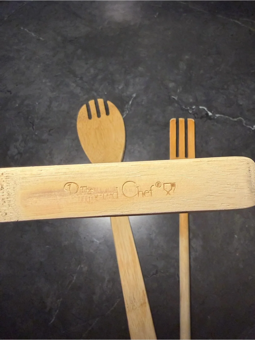 Bamboo Kitchen Utensil Set (1 is The Pampered Chef )  spoon and fork